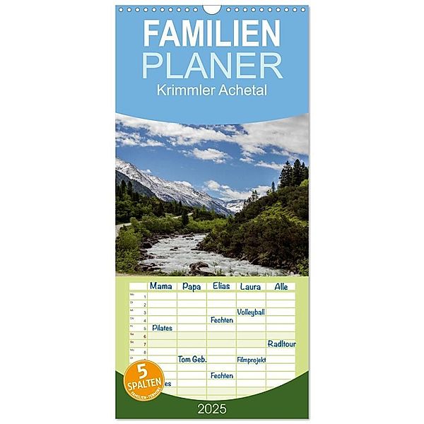 Familienplaner 2025 - Krimmler Achetal mit 5 Spalten (Wandkalender, 21 x 45 cm) CALVENDO, Calvendo, Harald Taube / Hochbildfoto-4you.de