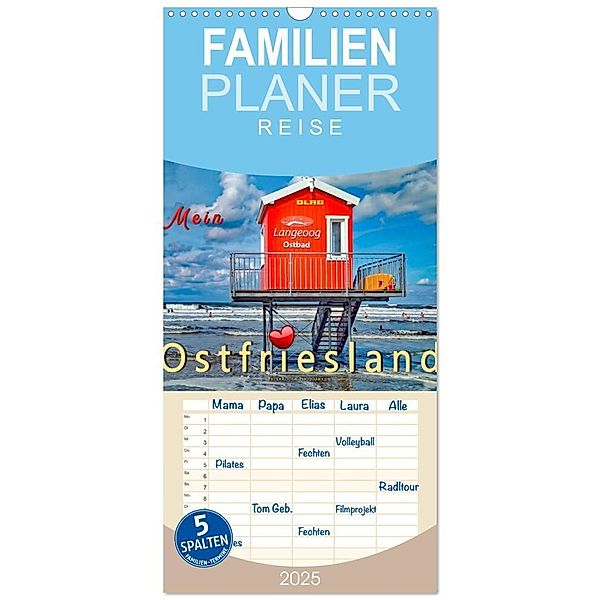 Familienplaner 2025 - Mein Ostfriesland mit 5 Spalten (Wandkalender, 21 x 45 cm) CALVENDO, Calvendo, Peter Roder