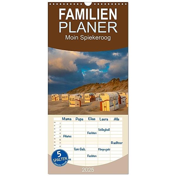 Familienplaner 2025 - Moin Spiekeroog mit 5 Spalten (Wandkalender, 21 x 45 cm) CALVENDO, Calvendo, Dietmar Scherf