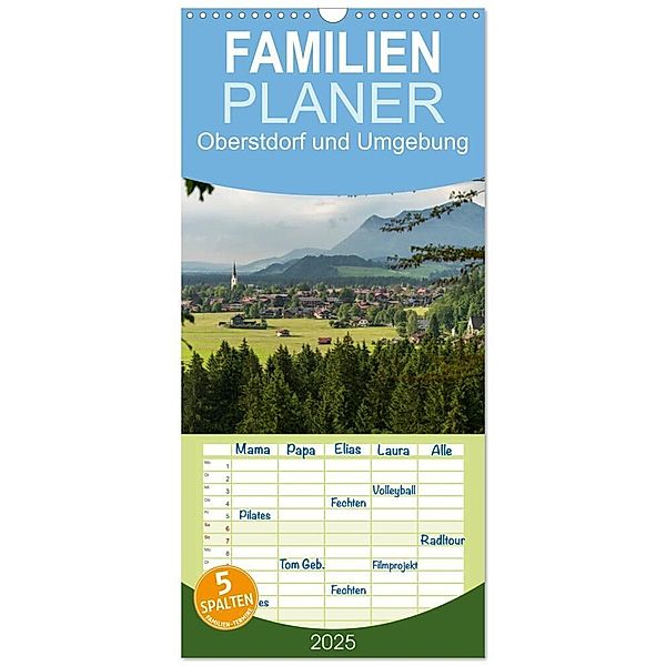 Familienplaner 2025 - Oberstdorf und Umgebung mit 5 Spalten (Wandkalender, 21 x 45 cm) CALVENDO, Calvendo, Peter Schickert