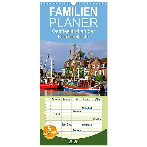 Familienplaner 2025 - Ostfriesland an der Nordseeküste mit 5 Spalten (Wandkalender, 21 x 45 cm) CALVENDO, Calvendo, lothar reupert