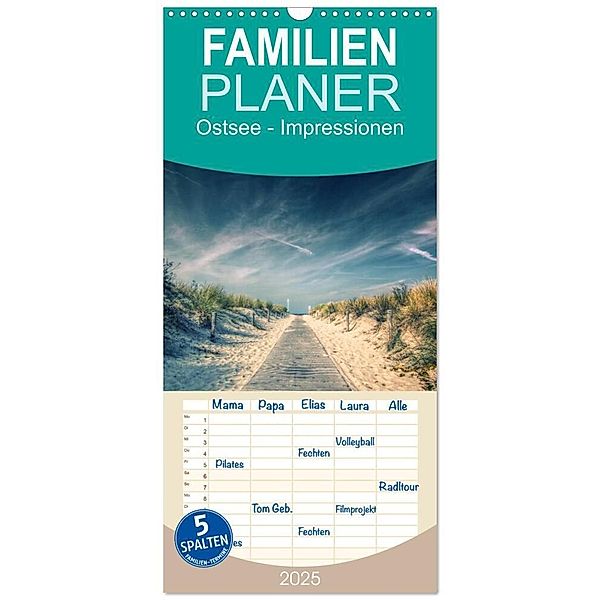 Familienplaner 2025 - Ostsee - Impressionen mit 5 Spalten (Wandkalender, 21 x 45 cm) CALVENDO, Calvendo, Thomas Deter