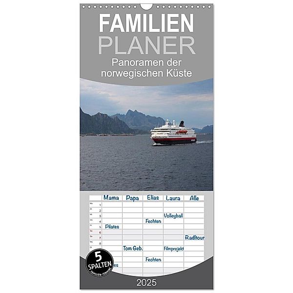 Familienplaner 2025 - Panoramen der norwegischen Küste mit 5 Spalten (Wandkalender, 21 x 45 cm) CALVENDO, Calvendo, Ingrid Lacher