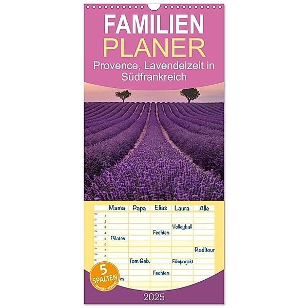 Familienplaner 2025 - Provence, Lavendelzeit in Südfrankreich mit 5 Spalten (Wandkalender, 21 x 45 cm) CALVENDO, Calvendo, Joana Kruse