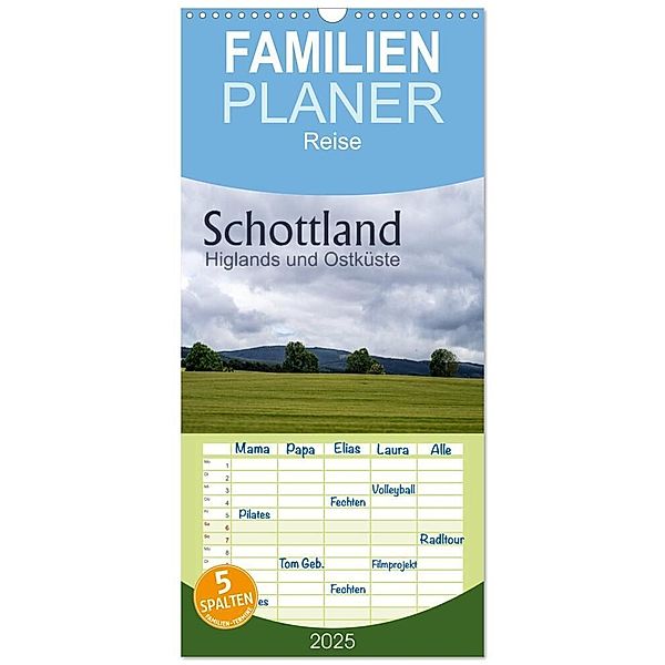 Familienplaner 2025 - Schottland Highlands und Ostküste mit 5 Spalten (Wandkalender, 21 x 45 cm) CALVENDO, Calvendo, Christiane calmbacher
