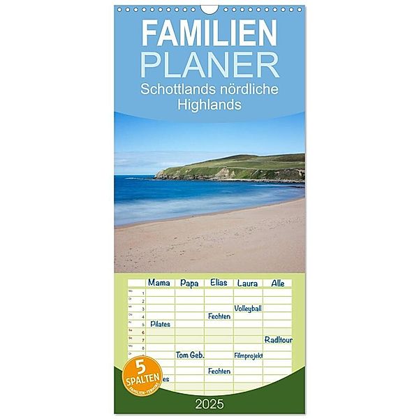 Familienplaner 2025 - Schottlands nördliche Highlands mit 5 Spalten (Wandkalender, 21 x 45 cm) CALVENDO, Calvendo, Bertold Ries