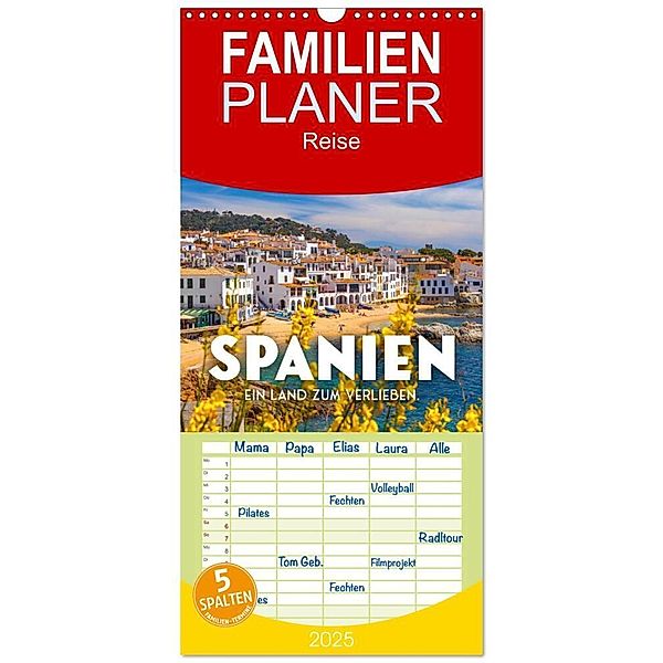 Familienplaner 2025 - Spanien - ein Land zum Verlieben. mit 5 Spalten (Wandkalender, 21 x 45 cm) CALVENDO, Calvendo, SF
