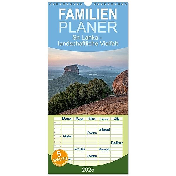 Familienplaner 2025 - Sri Lanka - landschaftliche Vielfalt mit 5 Spalten (Wandkalender, 21 x 45 cm) CALVENDO, Calvendo, Frank Brehm