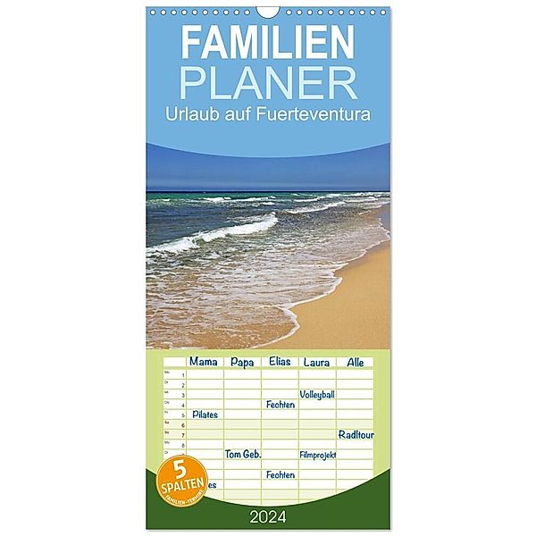 Familienplaner 2025 - Urlaub auf Fuerteventura mit 5 Spalten (Wandkalender, 21 x 45 cm) CALVENDO, Calvendo, Klaus Eppele