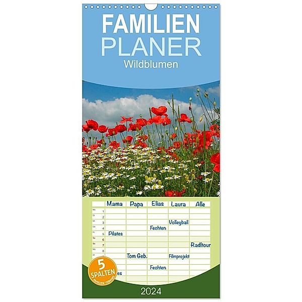 Familienplaner 2025 - Wildblumen 2025 mit 5 Spalten (Wandkalender, 21 x 45 cm) CALVENDO, Calvendo, Bildagentur Geduldig