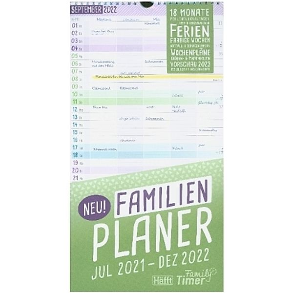 FamilienPlaner 21/22 Wand-Kalender 5-spaltig 18 Monate