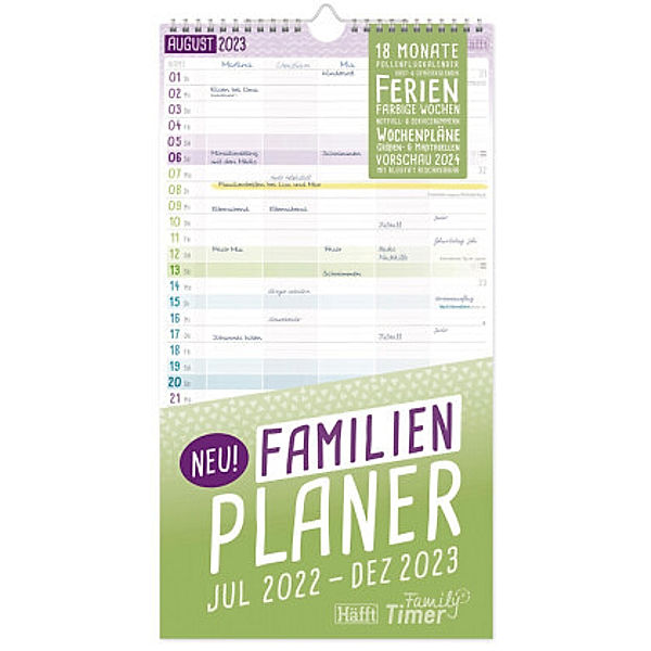 FamilienPlaner 22/23 Wand-Kalender 5-spaltig 18 Monate