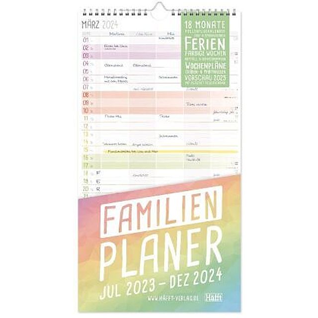 Familienplaner 23 24 Wand-Kalender 5-spaltig [Rainbow] 18 Monate - Kalender  bestellen