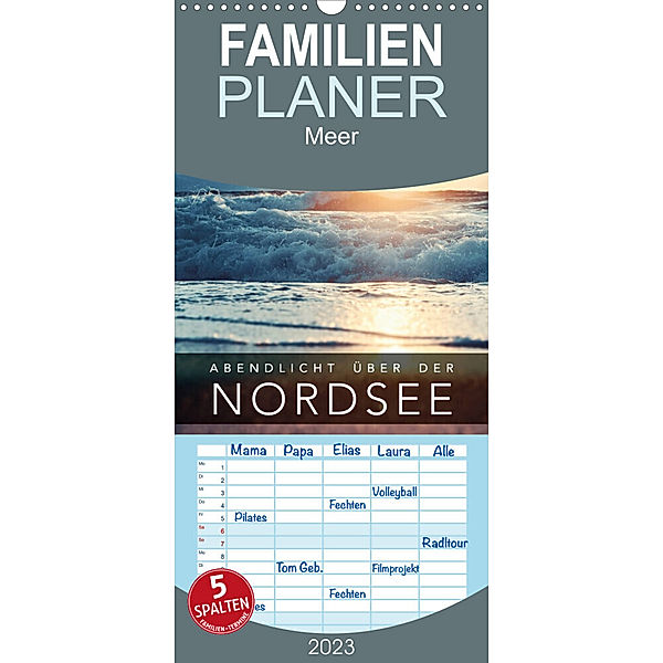 Familienplaner Abendlicht über der Nordsee (Wandkalender 2023 , 21 cm x 45 cm, hoch), Florian Kunde