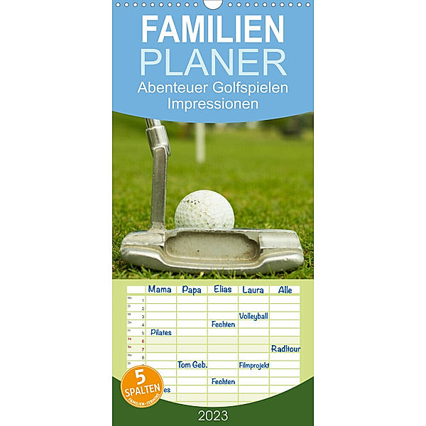 Familienplaner Abenteuer Golfspielen. Impressionen (Wandkalender 2023 , 21 cm x 45 cm, hoch), Elisabeth Stanzer
