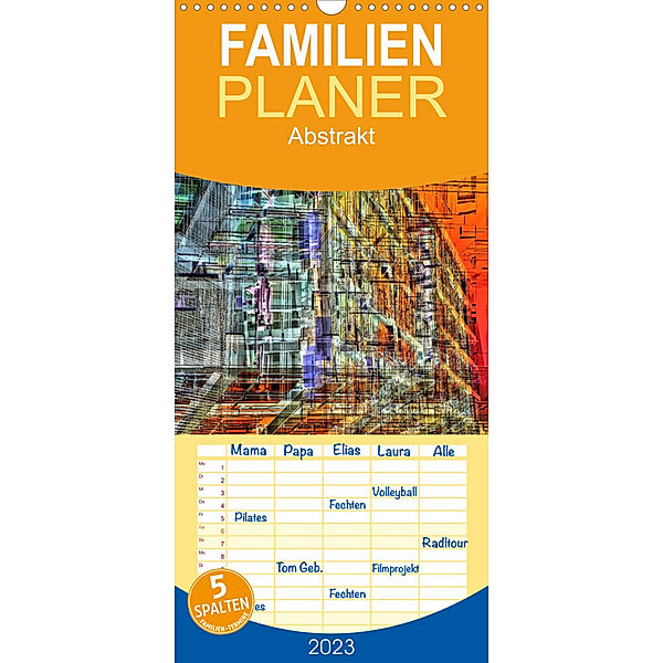 Familienplaner Abstrakt (Wandkalender 2023 , 21 cm x 45 cm, hoch), Maurus Spescha