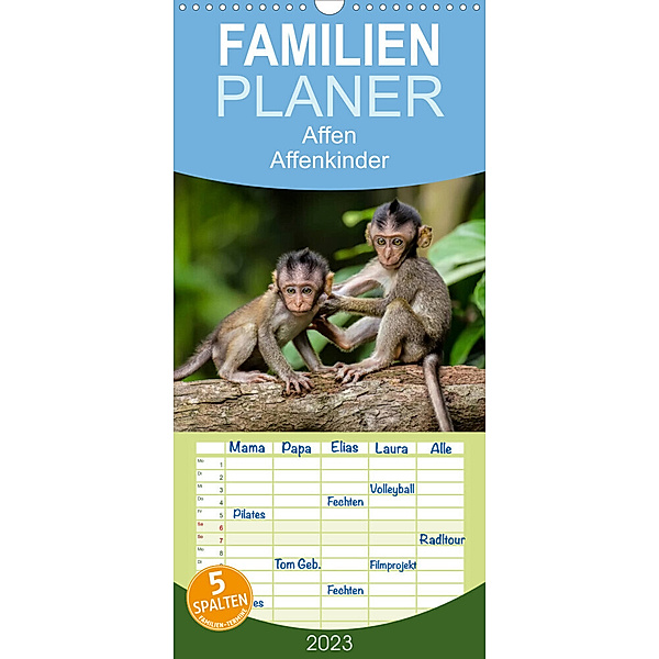 Familienplaner Affen - Affenkinder (Wandkalender 2023 , 21 cm x 45 cm, hoch), Peter Roder