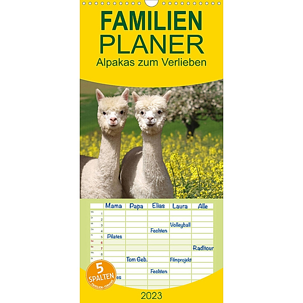 Familienplaner Alpakas zum Verlieben (Wandkalender 2023 , 21 cm x 45 cm, hoch), Heidi Rentschler