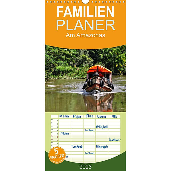 Familienplaner Am Amazonas (Wandkalender 2023 , 21 cm x 45 cm, hoch), Ulrike Lindner