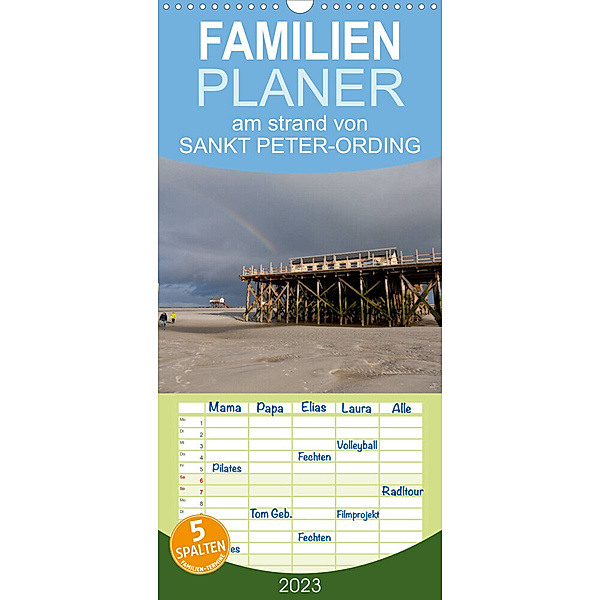 Familienplaner am strand von SANKT PETER-ORDING (Wandkalender 2023 , 21 cm x 45 cm, hoch), Björn Drefahl