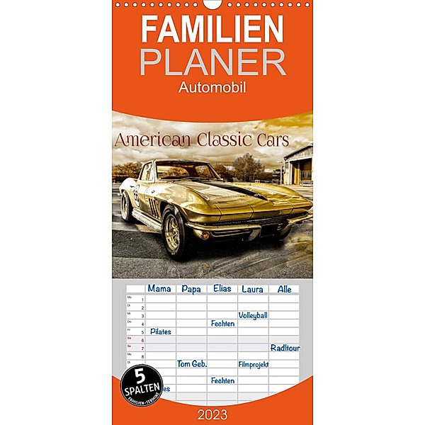Familienplaner American Classic Cars (Wandkalender 2023 , 21 cm x 45 cm, hoch), Christian Chrombacher