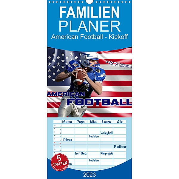 Familienplaner American Football - Kickoff (Wandkalender 2023 , 21 cm x 45 cm, hoch), Renate Bleicher