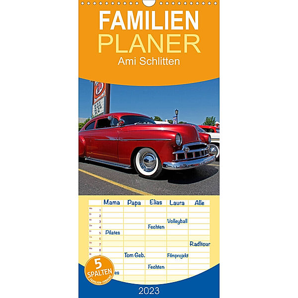 Familienplaner Ami Schlitten (Wandkalender 2023 , 21 cm x 45 cm, hoch), magic-eye.ch