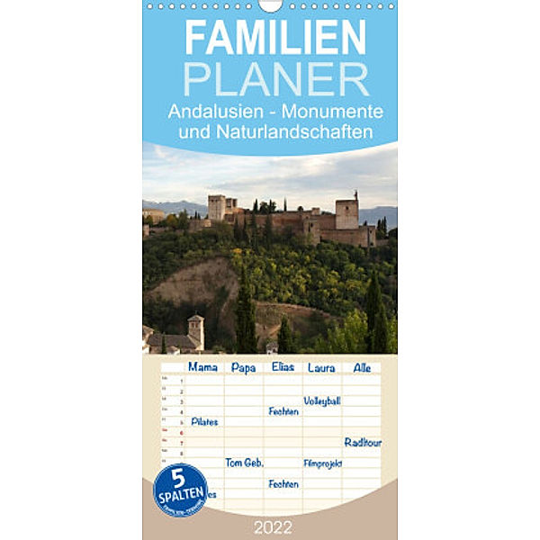 Familienplaner Andalusien - Monumente und Naturlandschaften (Wandkalender 2022 , 21 cm x 45 cm, hoch), Juergen Schonnop