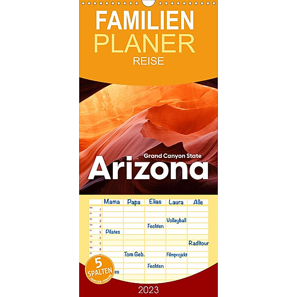 Familienplaner Arizona - Grand Canyon State (Wandkalender 2023 , 21 cm x 45 cm, hoch), Benjamin Lederer