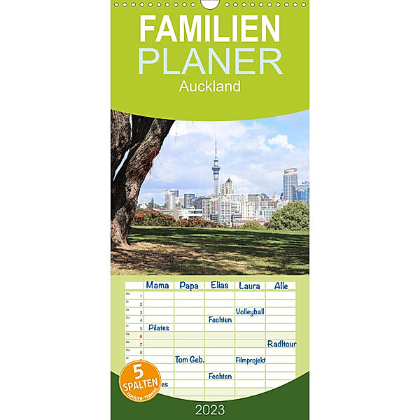 Familienplaner Auckland (Wandkalender 2023 , 21 cm x 45 cm, hoch), NZ.Photos
