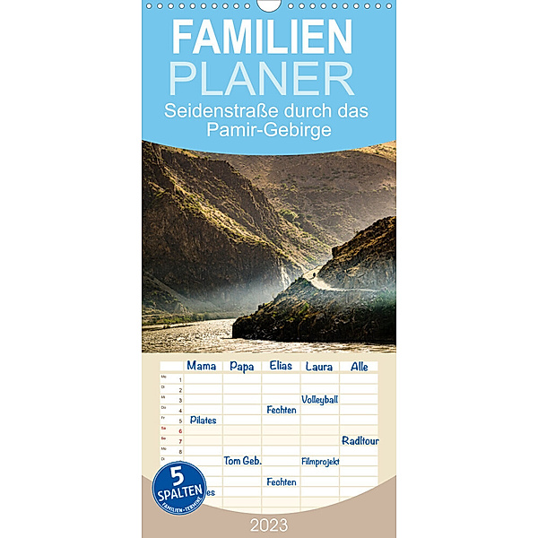 Familienplaner Auf der Seidenstraße durch das Pamir-Gebirge (Wandkalender 2023 , 21 cm x 45 cm, hoch), Georg T. Berg