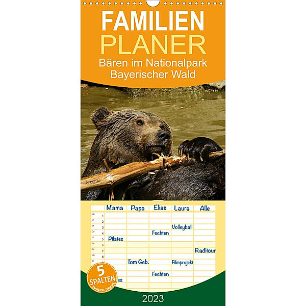 Familienplaner Bären im Nationalpark Bayerischer Wald (Wandkalender 2023 , 21 cm x 45 cm, hoch), Erika Müller