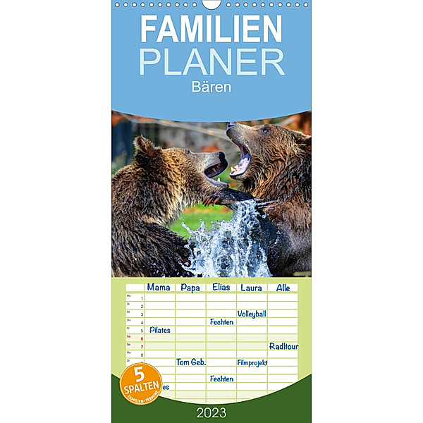 Familienplaner Bären (Wandkalender 2023 , 21 cm x 45 cm, hoch), Elisabeth Stanzer