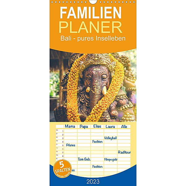 Familienplaner Bali - pures Inselleben (Wandkalender 2023 , 21 cm x 45 cm, hoch), SF