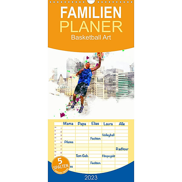 Familienplaner Basketball Art (Wandkalender 2023 , 21 cm x 45 cm, hoch), Dirk Meutzner