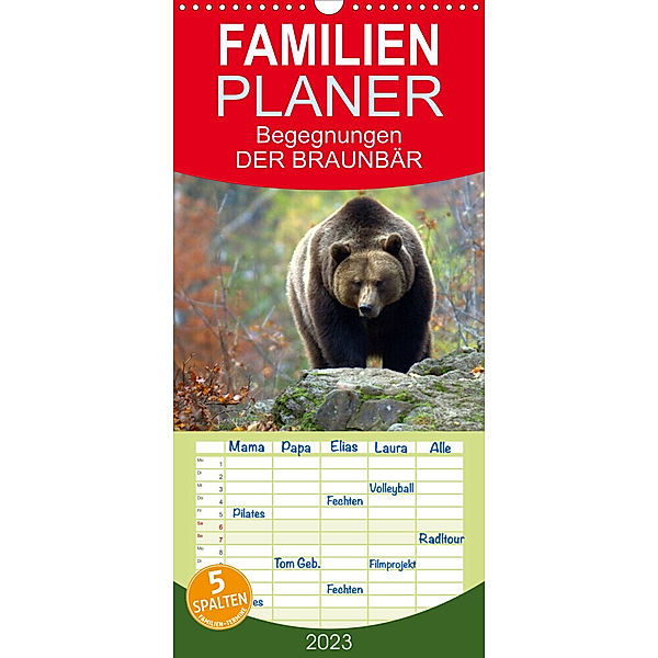 Familienplaner Begegnungen DER BRAUNBÄR (Wandkalender 2023 , 21 cm x 45 cm, hoch), Gugigei