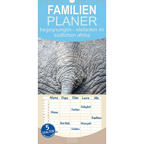 Familienplaner begegnungen - elefanten im südlichen afrika (Wandkalender 2023 , 21 cm x 45 cm, hoch), rsiemer