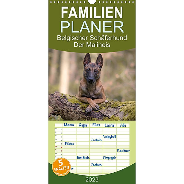 Familienplaner Belgischer Schäferhund - Der Malinois (Wandkalender 2023 , 21 cm x 45 cm, hoch), Tanja Brandt