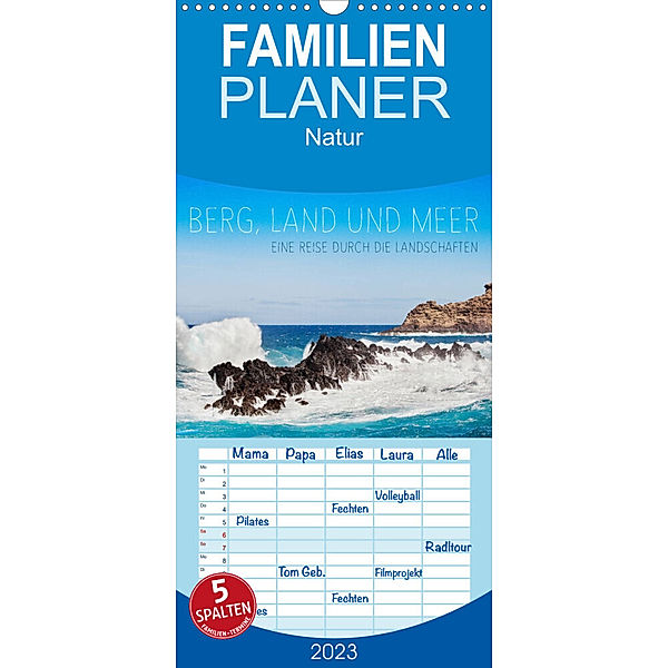 Familienplaner Berg, Land und Meer - Eine Reise durch die Landschaften (Wandkalender 2023 , 21 cm x 45 cm, hoch), Lain Jackson