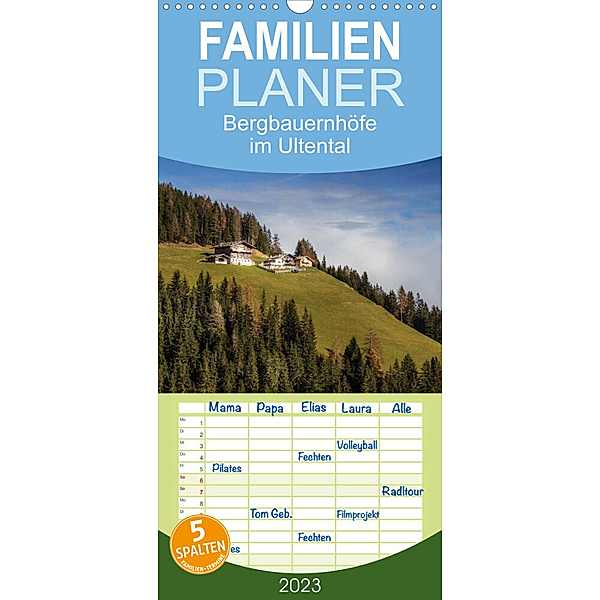 Familienplaner Bergbauernhöfe im Ultental (Wandkalender 2023 , 21 cm x 45 cm, hoch), Gert Pöder