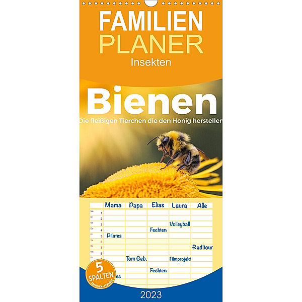 Familienplaner Bienen - Die fleißigen Tierchen die den Honig herstellen. (Wandkalender 2023 , 21 cm x 45 cm, hoch), M. Scott