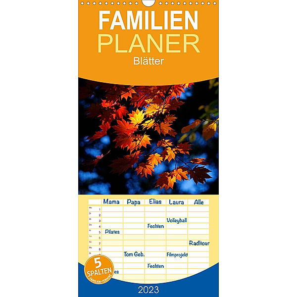 Familienplaner Blätter (Wandkalender 2023 , 21 cm x 45 cm, hoch), Anette/Thomas Jäger