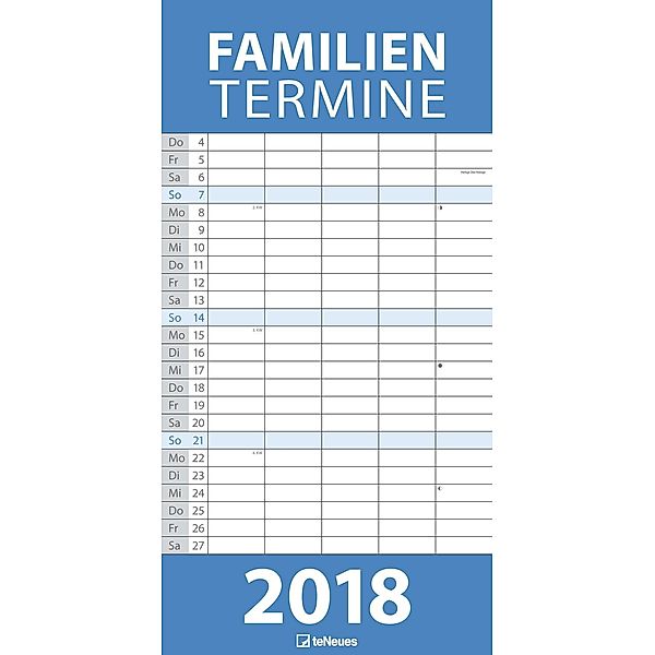 Familienplaner Blau 2018