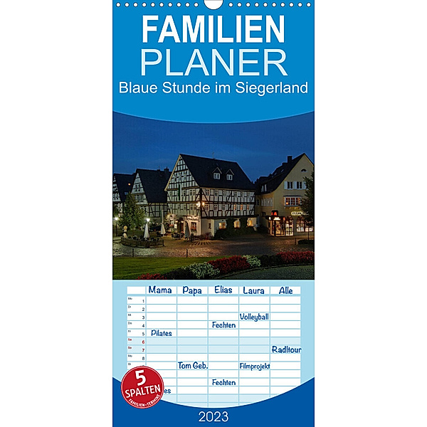 Familienplaner Blaue Stunde im Siegerland (Wandkalender 2023 , 21 cm x 45 cm, hoch), Schneider Foto / Alexander Schneider