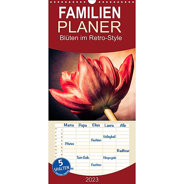 Familienplaner Blüten im Retro-Style (Wandkalender 2023 , 21 cm x 45 cm, hoch), Ursula Fleiß und Karsten Schütt