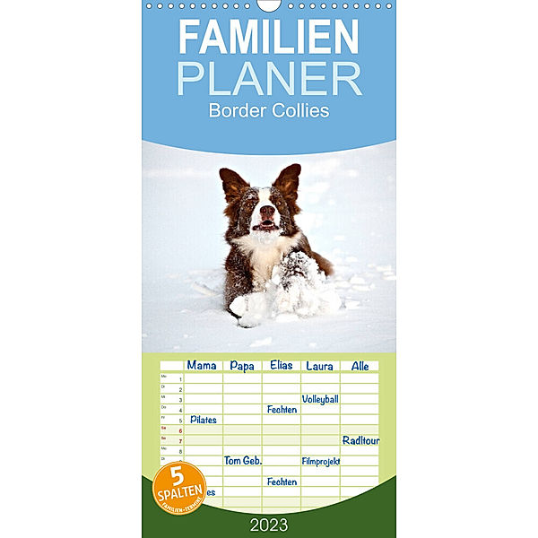 Familienplaner Border Collies (Wandkalender 2023 , 21 cm x 45 cm, hoch), Hermann Greiling