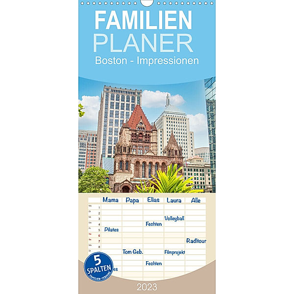 Familienplaner Boston - Impressionen (Wandkalender 2023 , 21 cm x 45 cm, hoch), pixs:sell