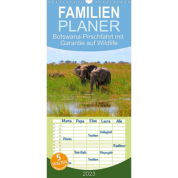 Familienplaner Botswana- Pirschfahrt mit Garantie auf Wildlife (Wandkalender 2023 , 21 cm x 45 cm, hoch), Dr. Werner Altner