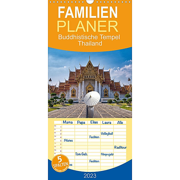 Familienplaner Buddhistische Tempel Thailand (Wandkalender 2023 , 21 cm x 45 cm, hoch), Bernd Hartner