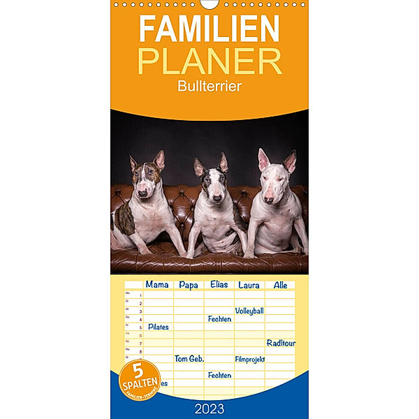 Familienplaner Bullterrier (Wandkalender 2023 , 21 cm x 45 cm, hoch), Sven Schubert